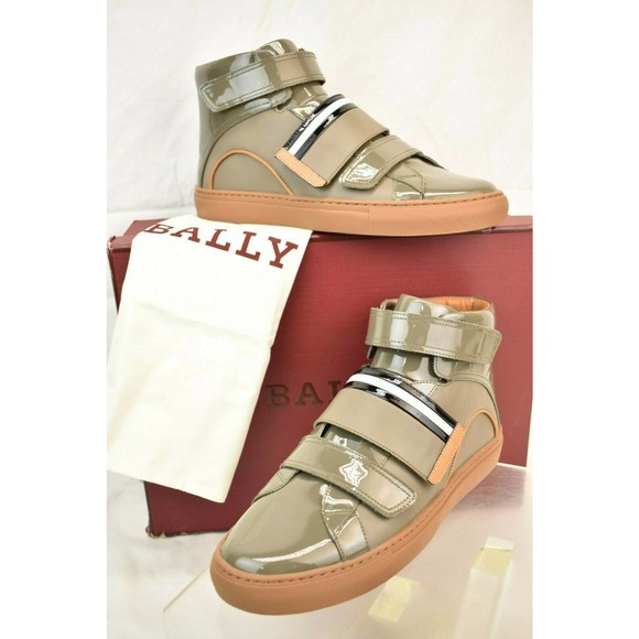 NIB BALLY HERICK SNUFF PATENT LEATHER HI TOP STRIPE LOGO SNEAKERS 9 US 42 main image 7